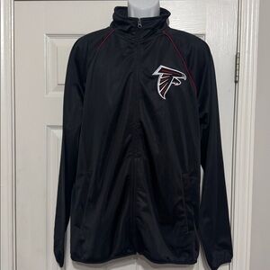 Atlanta Falcons football black and red windbreaker jacket, size L